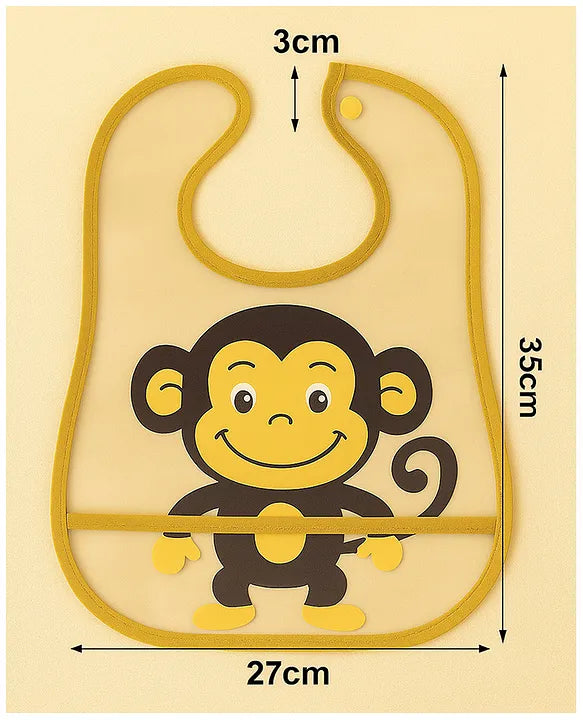 KIDS BASIC Baby Plastic Waterproof With Pocket Animal Print Bib