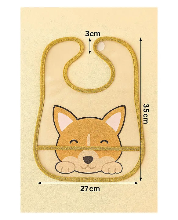 KIDS BASIC Baby Waterproof With Pocket Animal Print Bib (Pack of 2)- Blue & Brown