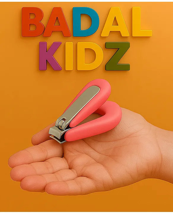 KIDS BASIC Grooming Set Baby Combo| Hair Brush Comb, 1 Portable Powder Puff & A Nail Cutter- Blue, Brown & Pink