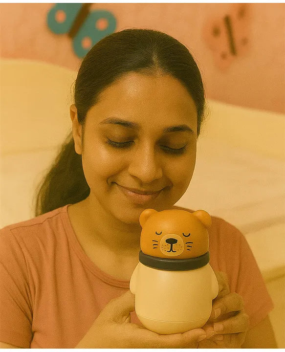 KIDS BASIC Grooming Set Baby Combo| Hair Brush Comb, 1 Portable Powder Puff & A Nail Cutter- Blue, Brown & Pink