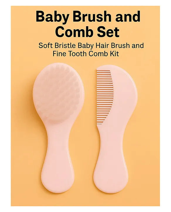 KIDS BASIC Grooming Set Baby Combo| Hair Brush Comb, 1 Portable Powder Puff & A Nail Cutter- Pink, Blue & Yellow