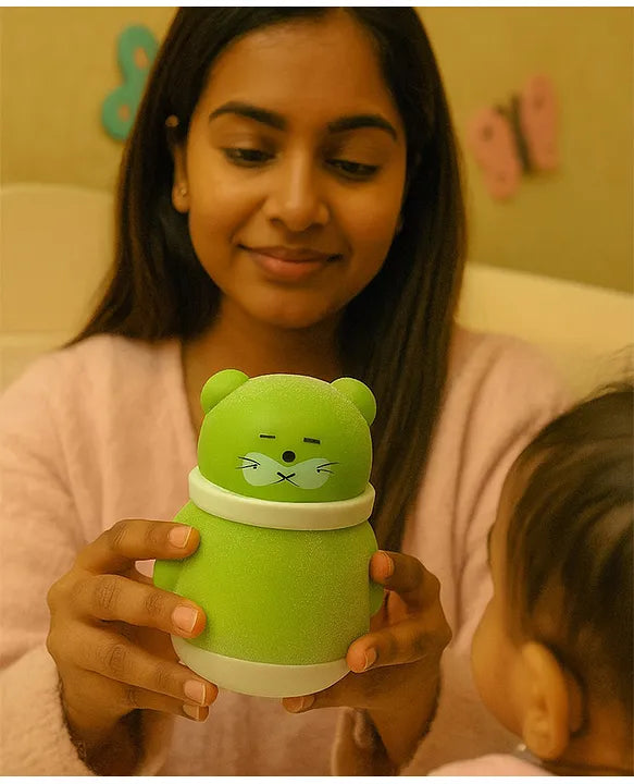 KIDS BASIC Grooming Set Baby Combo| Hair Brush Comb, 1 Portable Powder Puff & A Nail Cutter- Pink, Green & Yellow