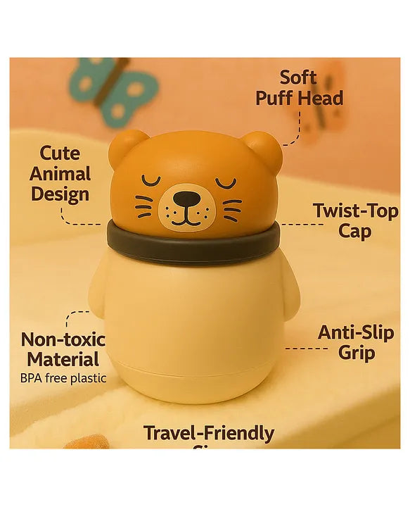 KIDS BASIC Grooming Set Baby Combo| Hair Brush Comb, 1 Portable Powder Puff & A Nail Cutter- Pink, Brown & Yellow