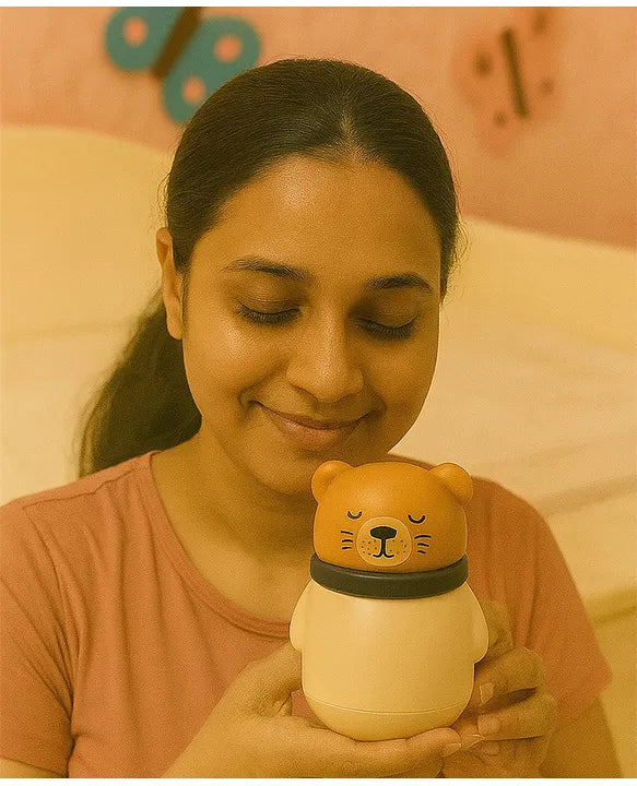 KIDS BASIC Grooming Set Baby Combo| Hair Brush Comb, 1 Portable Powder Puff & A Nail Cutter- Pink, Brown & Yellow