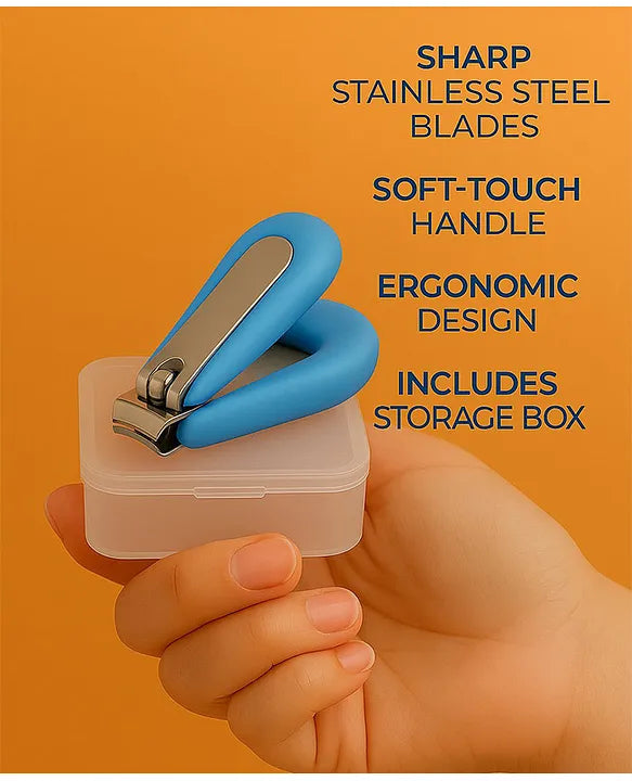 KIDS BASIC Grooming Set Baby Combo| Hair Brush Comb, 1 Portable Powder Puff & A Nail Cutter- Blue, Pink & Blue