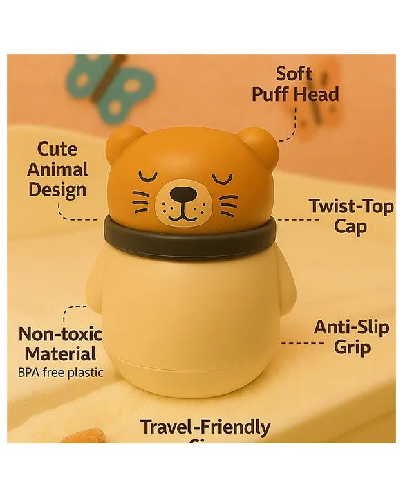 KIDS BASIC Grooming Set Baby Combo| Hair Brush Comb, 1 Portable Powder Puff & A Nail Cutter- Pink, Brown & Blue