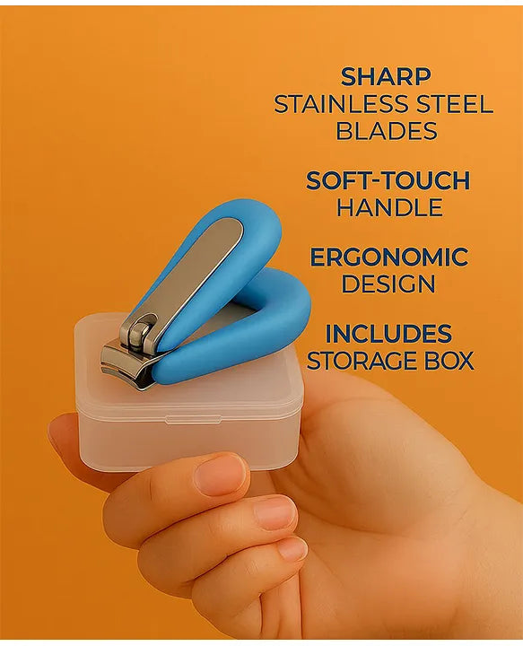 KIDS BASIC Grooming Set Baby Combo| Hair Brush Comb, 1 Portable Powder Puff & A Nail Cutter- Pink, Brown & Blue