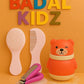 KID BASIC Grooming Set Baby Combo| Hair Brush Comb, 1 Portable Powder Puff & A Nail Cutter- Pink, Pink & Purple