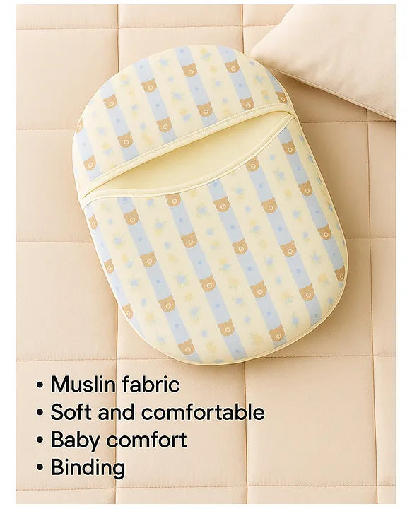KIDS BASIC Muslin Warm Baby Sleeping Bag | Bonding | Soft & Breathable Swaddle Wrap for Newborns- Blue Stripes Print