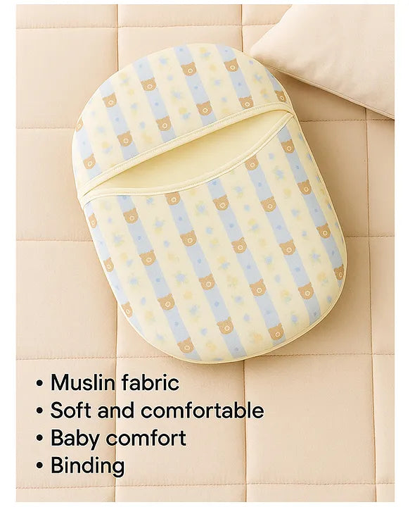 KIDS BASIC Newborn Essential Combo Muslin Warm Softest Sleeping Bag & BPA Free 2 In 1 Feeding Spoon Bottle + Nipple Bottle- Blue Stripes & Blue