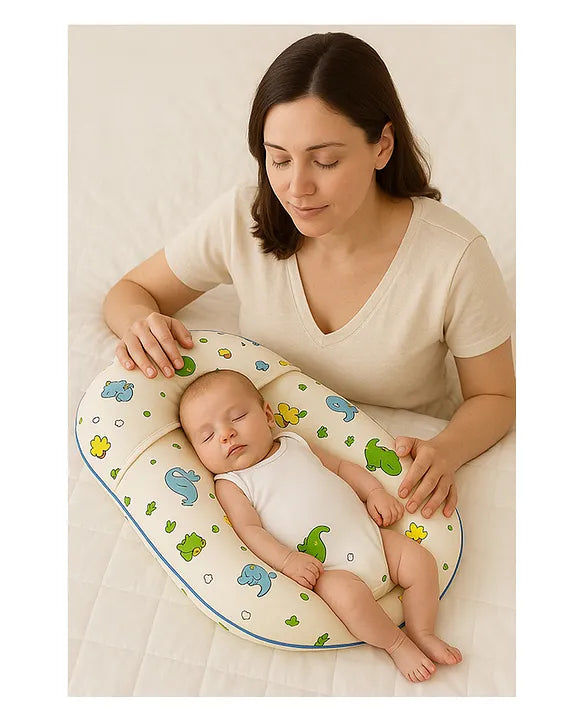 KIDS BASIC Newborn Essential Combo Muslin Warm Softest Sleeping Bag & BPA Free 2 In 1 Feeding Spoon Bottle + Nipple Bottle- Dino Print & Blue