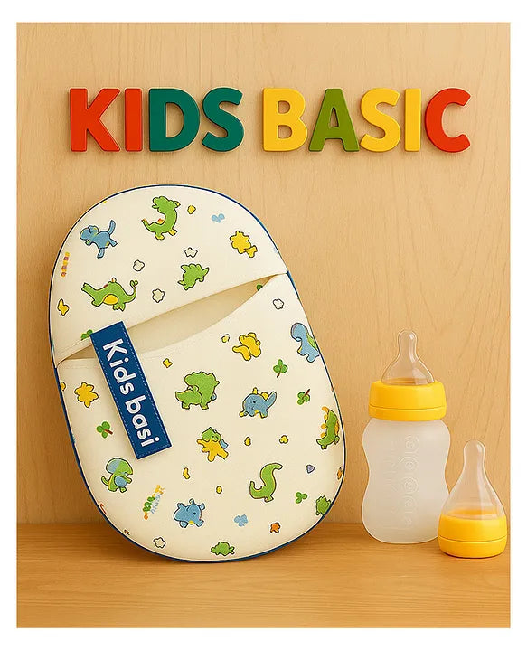 KIDS BASIC Newborn Essential Combo Muslin Warm Softest Sleeping Bag & BPA Free 2 In 1 Feeding Spoon Bottle + Nipple Bottle- Dino Print & Yellow