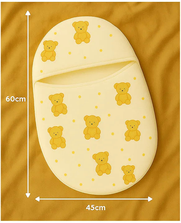 KIDS BASIC Newborn Essential Combo Muslin Warm Softest Sleeping Bag & BPA Free 2 In 1 Feeding Spoon Bottle + Nipple Bottle- Teddy Print & Red