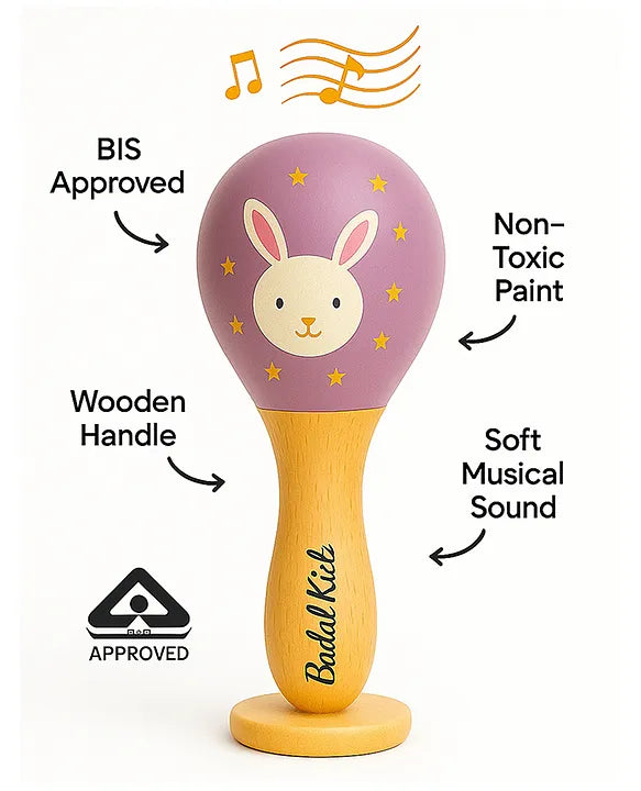 KIDS BASIC Newborn Love Combo - Muslin Warm Sleeping Bag & BIS Certified Wooden Rattle for Safe & Joyful Moments- Blue Stripes Print & Purple