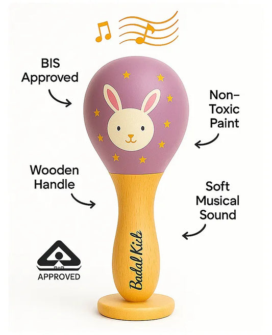 KIDS BASIC Newborn Love Combo - Muslin Warm Sleeping Bag & BIS Certified Wooden Rattle for Safe & Joyful Moments- Blue Stripes Print & Purple