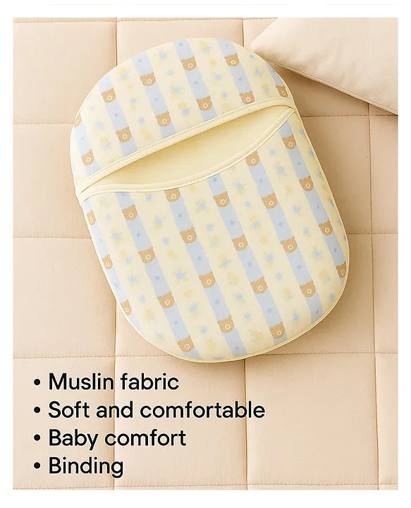 KIDS BASIC Newborn Love Combo - Muslin Warm Sleeping Bag & BIS Certified Wooden Rattle for Safe & Joyful Moments- Blue Stripes Print & Silver