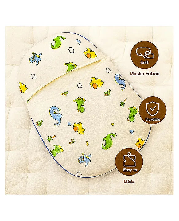 KIDS BASIC Newborn Love Combo - Muslin Warm Sleeping Bag & BIS Certified Wooden Rattle for Safe & Joyful Moments- Dino & Silver