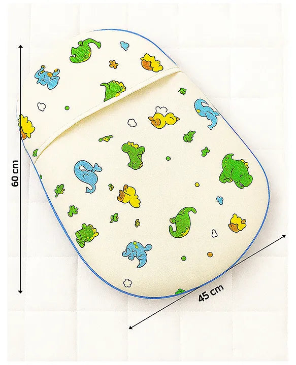 KIDS BASIC Newborn Love Combo - Muslin Warm Sleeping Bag & BIS Certified Wooden Rattle for Safe & Joyful Moments- Dino Print & Green