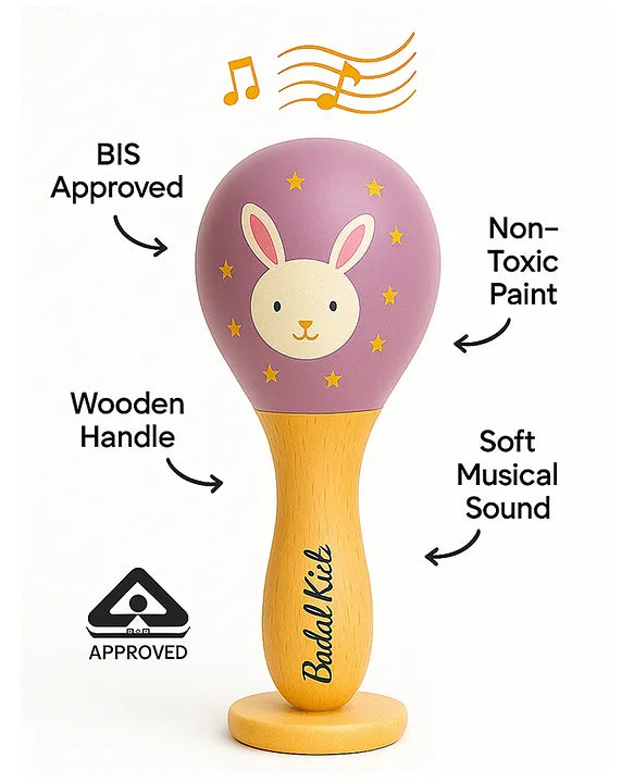 KIDS BASIC Newborn Love Combo - Muslin Warm Sleeping Bag & BIS Certified Wooden Rattle for Safe & Joyful Moments- Horse & Purple