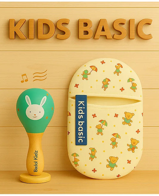 KIDS BASIC Newborn Love Combo - Muslin Warm Sleeping Bag & BIS Certified Wooden Rattle for Safe & Joyful Moments- Horse Print & Green