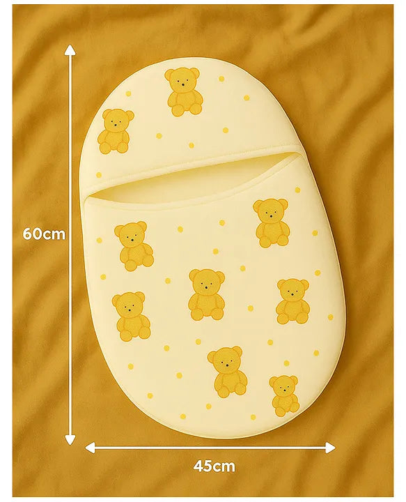 Newborn Love Combo - Muslin Warm Sleeping Bag & BIS Certified Wooden Rattle for Safe & Joyful Moments- Teddy Print & Green