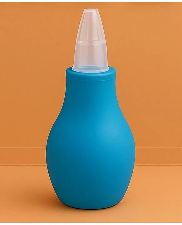 KIDS BASIC Baby Care Grooming Essential Combo | Teddy Style Powder Puff + Nail Cutter + Nose Sucker + Hair Brush & Comb Set- Dark Blue, Blue, Blue, Blue