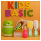 KIDS BASIC Baby Care Grooming Essential Combo | Teddy Style Powder Puff + Nail Cutter + Nose Sucker + Hair Brush & Comb Set- Green, Green, Pink, Green
