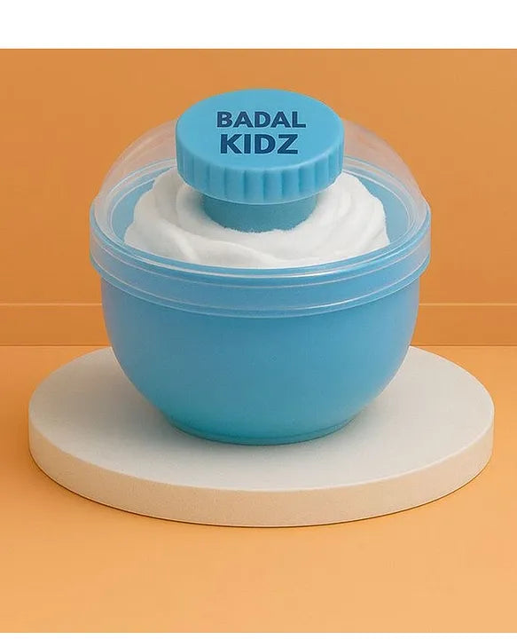 KIDS BASIC Baby Care Grooming Essential Combo | Soft Powder Puff with Built-In Storage Case + Nail Cutter + Nose Sucker + Hair Brush & Comb Set- Blue, Blue, Blue, Blue