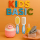KIDS BASIC Baby Care Grooming Essential Combo | Soft Powder Puff with Built-In Storage Case + Nail Cutter + Nose Sucker + Hair Brush & Comb Set- Pink, Grey, Yellow, Blue