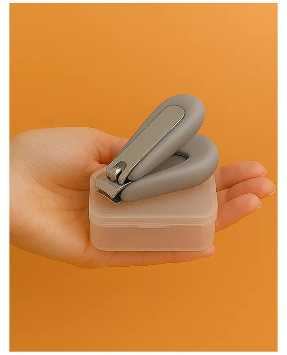 KIDS BASIC Baby Care Grooming Essential Combo | Soft Powder Puff with Built-In Storage Case + Nail Cutter + Nose Sucker + Hair Brush & Comb Set- Pink, Grey, Yellow, Blue