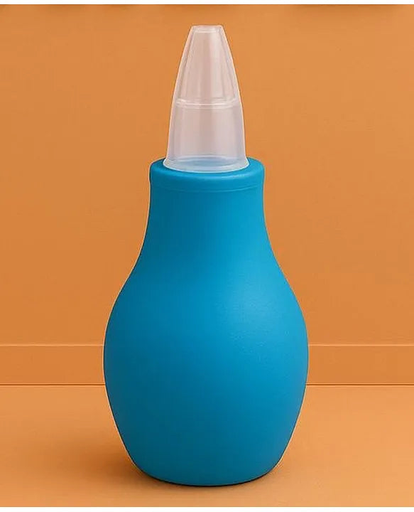 KIDS BASIC Baby Care Grooming Essential Combo | Soft Powder Puff with Built-In Storage Case + Nail Cutter + Nose Sucker + Hair Brush & Comb Set- White, Grey, Blue, Blue