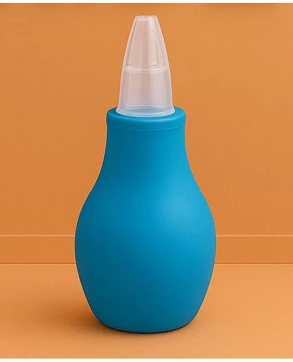 KIDS BASIC Baby Care Grooming Essential Combo | Soft Powder Puff with Built-In Storage Case + Nail Cutter + Nose Sucker + Hair Brush & Comb Set- White, Purple, Blue, Blue