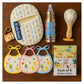 KIDS BASIC Newborn Essentials Gift Combo | Muslin Warm Sleeping Bag + Stainless Steel Feeding Bottle + 6 Muslin Hankies + 3 Knot Bibs + Wooden Rattle- Blue Stripes + Elephant + Silver