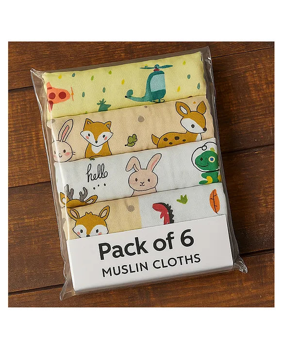 KIDS BASIC Newborn Essentials Gift Combo | Muslin Warm Sleeping Bag + Stainless Steel Feeding Bottle + 6 Muslin Hankies + 3 Knot Bibs + Wooden Rattle- BlueStripes +Dino + Green