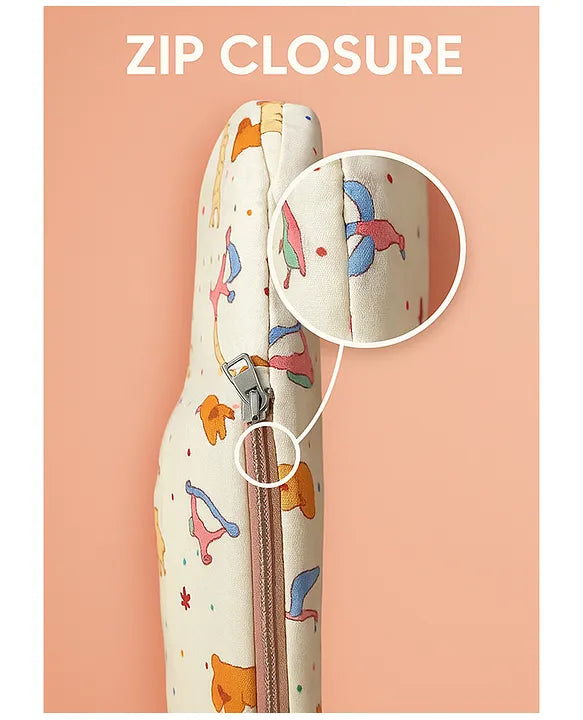 KIDS BASIC Newborn Essentials Gift Combo | Muslin Warm Sleeping Bag + Stainless Steel Feeding Bottle + 6 Muslin Hankies + 3 Knot Bibs + Wooden Rattle- BlueStripes +Dino + Silver