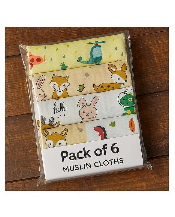 KIDS BASIC Newborn Essentials Gift Combo | Muslin Warm Sleeping Bag + Stainless Steel Feeding Bottle + 6 Muslin Hankies + 3 Knot Bibs + Wooden Rattle- Horse + Giraffe + Silver