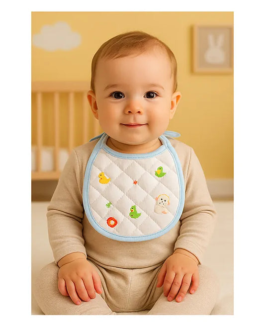 KIDS BASIC Newborn Essentials Gift Combo | Muslin Warm Sleeping Bag + Stainless Steel Feeding Bottle + 6 Muslin Hankies + 3 Knot Bibs + Wooden Rattle- Horse + Monkey + Green