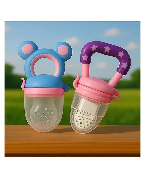 KIDS BASIC Premium Silicone Baby Mickey Nibbler Fruit & Food Feeder - (Pack of 2)